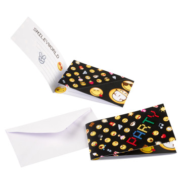 Lot de 8 cartes d'invitation Smiley Emoticon avec enveloppe