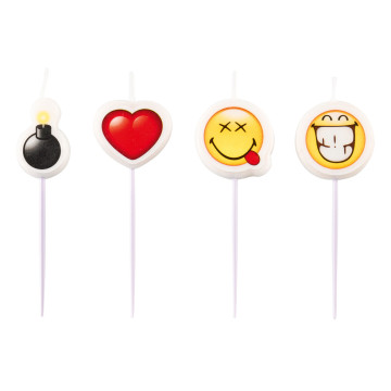 Lot de 4 bougies assorties Smiley Emoticons