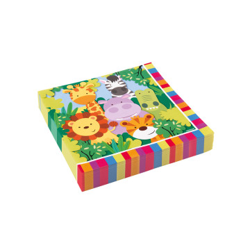 Lot de 20 serviettes jetables en papier Jungle 33 x 33 cm