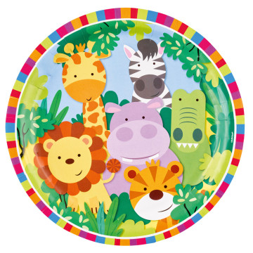 Lot de 8 assiettes jetables en carton Jungle 23 cm