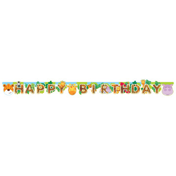 Guirlande Happy Birthday Jungle 1,80 m x 15 cm