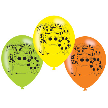 Lot de 6 ballons Jungle en latex 23 cm