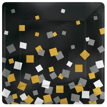 Lot de 8 assiettes jetables carrées en carton Sparkling Confetti 18 cm
