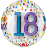 Ballon Happy Birthday 18 Rainbow Clear Orbz 38 x 40 cm