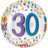 Ballon Happy Birthday 30 Rainbow Clear Orbz 38 x 40 cm