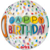 Ballon Happy Birthday 40 Rainbow Clear Orbz 38 x 40 cm