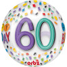 Ballon Happy Birthday 60 Rainbow Clear Orbz 38 x 40 cm