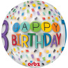 Ballon Happy Birthday 70 Rainbow Clear Orbz 38 x 40 cm