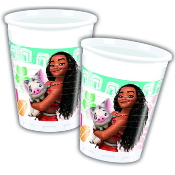 Lot de 8 gobelets jetables Vaiana en plastique 20 cl