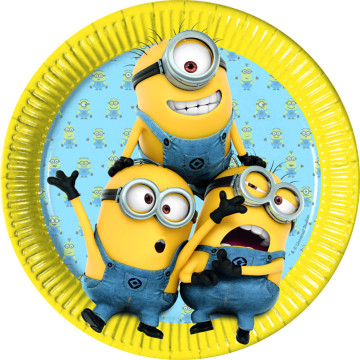 Lot de 8 assiettes jetables Lovely Minions en carton D 23 cm