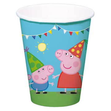 Lot de 8 gobelets jetables Peppa Pig 250 ml