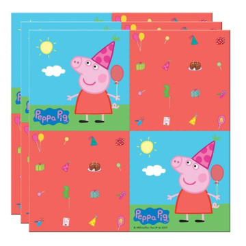 Lot de 20 serviettes jetables Peppa Pig en papier 33 x 33 cm