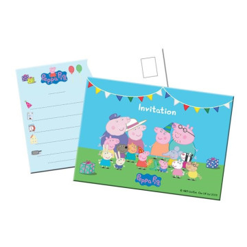 Lot de 8 cartes invitation Peppa Pig