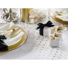 Chemin de table organza pois or et argent 36 cm x 9 m