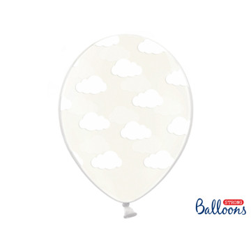 Lot de 6 ballons Cristal imprimé nuage latex 30 cm