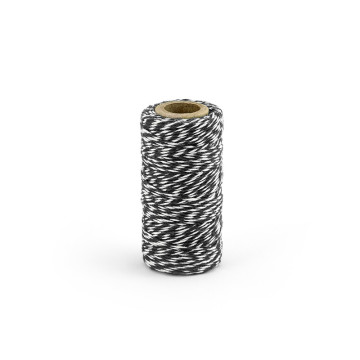 Bobine de ficelle baker twine bicolore noire 50 m