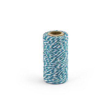 Bobine de ficelle baker twine bicolore turquoise 50 m