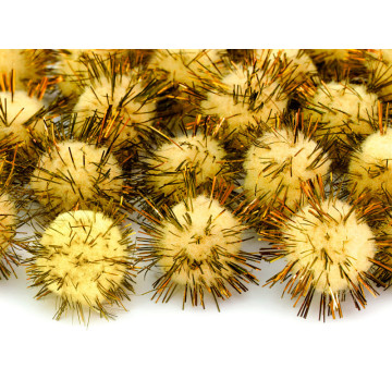 Lot de 20 boules pompon Oursin jaune 2 cm