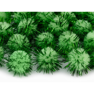 Lot de 20 boules pompon Oursin vert pomme 2 cm