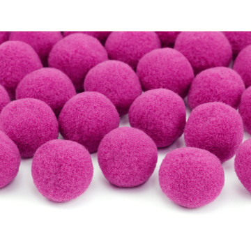 Lot de 20 boules pompon fuschia 2 cm