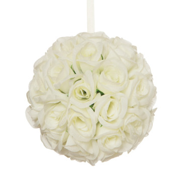 Boule de roses crème à suspendre 18 cm