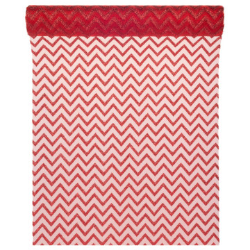 Chemin de table chevron organza rouge 28cm x 5 m