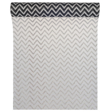 Chemin de table chevron organza noir/argent 28cm x 5 m