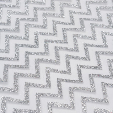 Chemin de table chevron organza blanc/argent  28cm  x 5 m