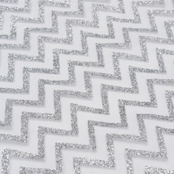 Chemin de table chevron organza blanc/argent 28cm x 5 m