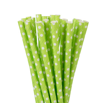 Lot de 20 pailles vertes pois blancs en carton