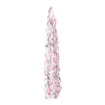 Pompon de rubans roses pour ballon 15 x 86 cm