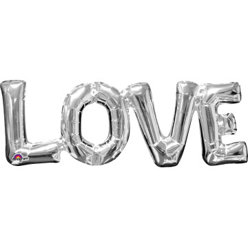 Ballon forme Love argent 63 x 22 cm