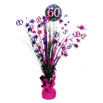 Centre de table Sparkling Celebration rose 60 ans 45,7 cm