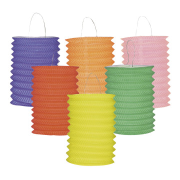 Lot de 12 lampions cylindrique 13 cm coloris unis assortis