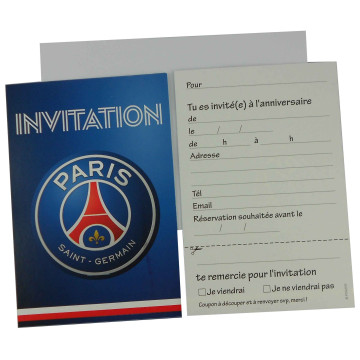 Lot de 6 cartes d'invitation PSG avec enveloppes