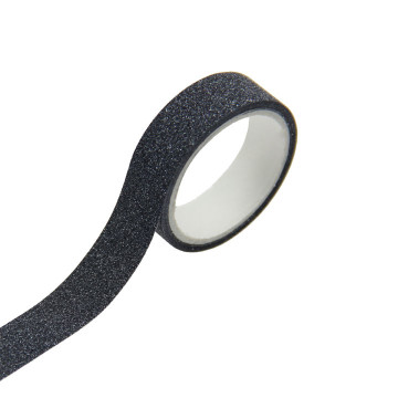 Lot de 5 Rouleaux de ruban adhésif noir pailleté 1,5 cm x 3 m