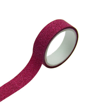 Lot de 5 Rouleaux de ruban adhésif fuschia pailleté 1,5 cm x 3 m