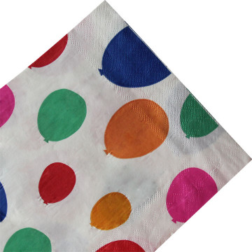 Lot de 20 serviettes jetables  ballons multicolores en papier 33 x 33 cm