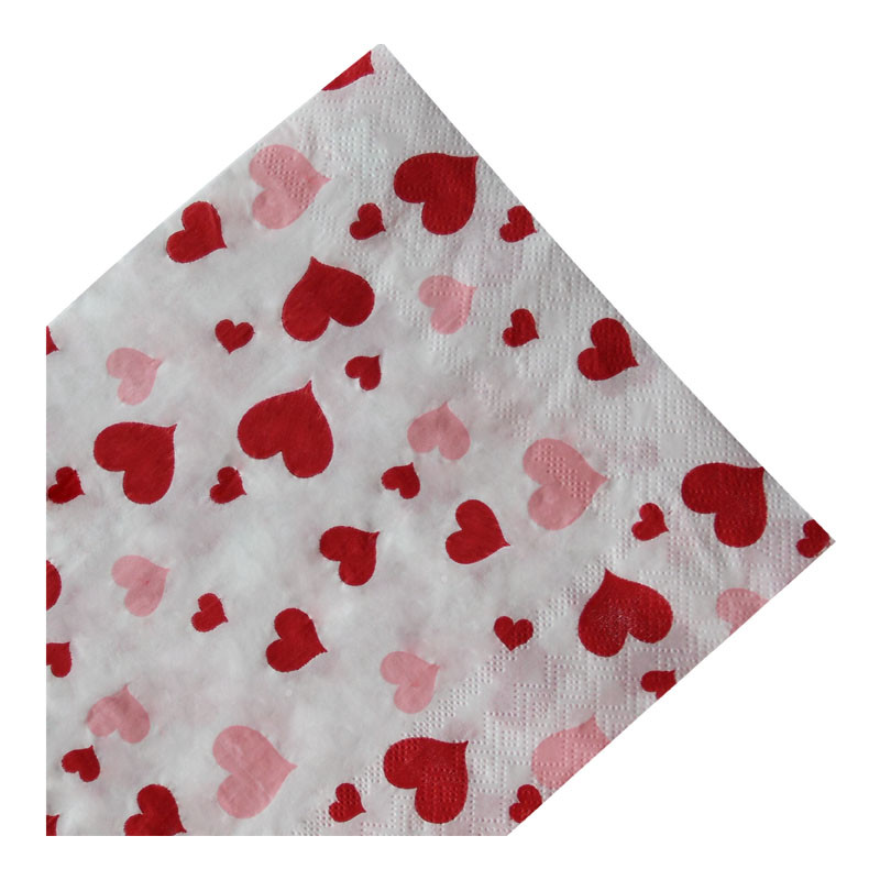 Lot de 20 serviettes jetables cœurs roses et rouges en papier 33 x 33 cm