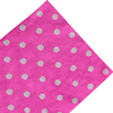 Lot de 20 serviettes jetables roses pois blancs en papier 33 x 33 cm