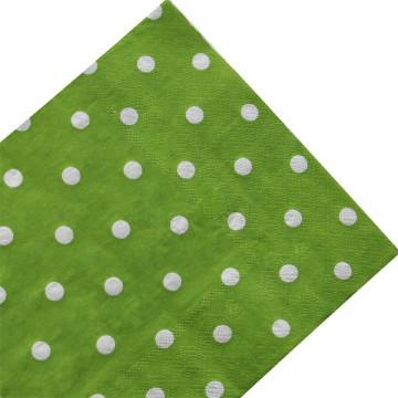 Lot de 20 serviettes jetables vertes pois blancs en papier 33 x 33 cm