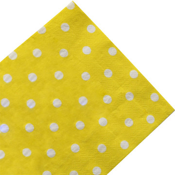 Lot de 20 serviettes jetables jaunes pois blancs en papier 33 x 33 cm