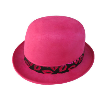 Chapeau melon à ganse fuschia adulte