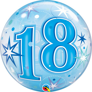 Ballon Bubble anniversaire 18 ans Etoile bleu 55 cm