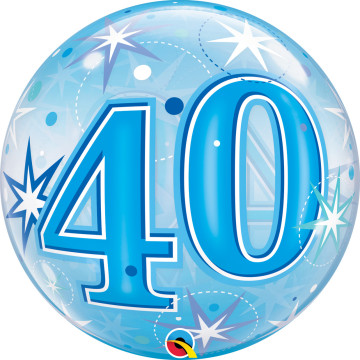 Ballon Bubble anniversaire 30 ans Etoile bleu 55 cm