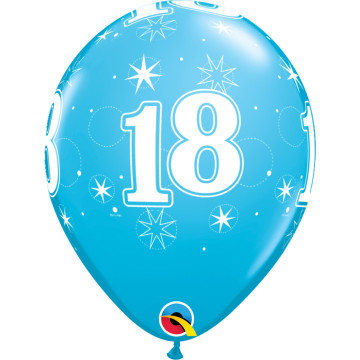 Lot de 6 ballons anniversaire Etoile 18 ans bleus en latex 27 cm