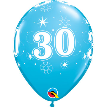 Lot de 6 ballons anniversaire Etoile 30 ans bleus en latex 27 cm