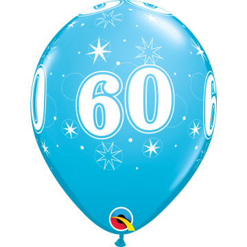 Lot de 6 ballons anniversaire Etoile 60 ans bleus en latex 27 cm