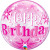 Ballon Bubble Happy Birthday Etoile rose 55 cm
