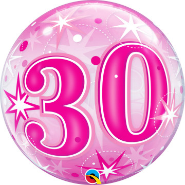Ballon Bubble anniversaire 30 ans Etoile rose 55 cm